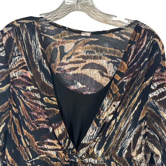 Womens Top Size XL Animal Print Stylist 3/4 Length Sleeve Polyester - Picture 8 of 9